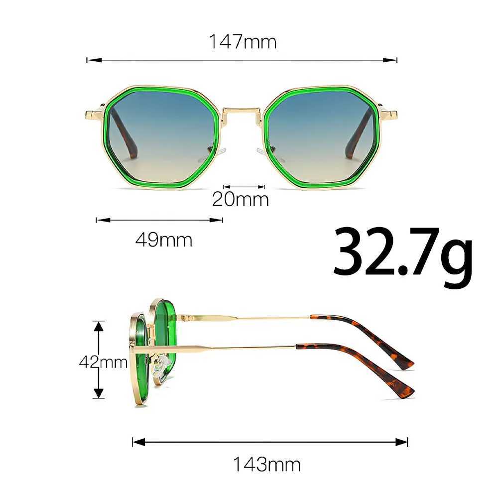 2025 New in Vintage Sunglasses for Women Modern Fashionable Octagonal Glasses with Black Lenses Golden Edging Sun Glasses D260326