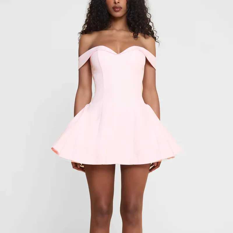 2025 new one shoulder backless sexy sleeveless solid color short waist party dress y2k M260326