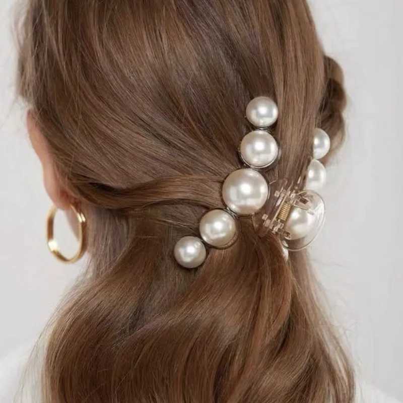 New Acrylic Hair Claws Clips Pearl Hairpins For Woman Large Size Barrette Crab Ladies Fashion Hair Accessories Hairgrip Headwear H260326
