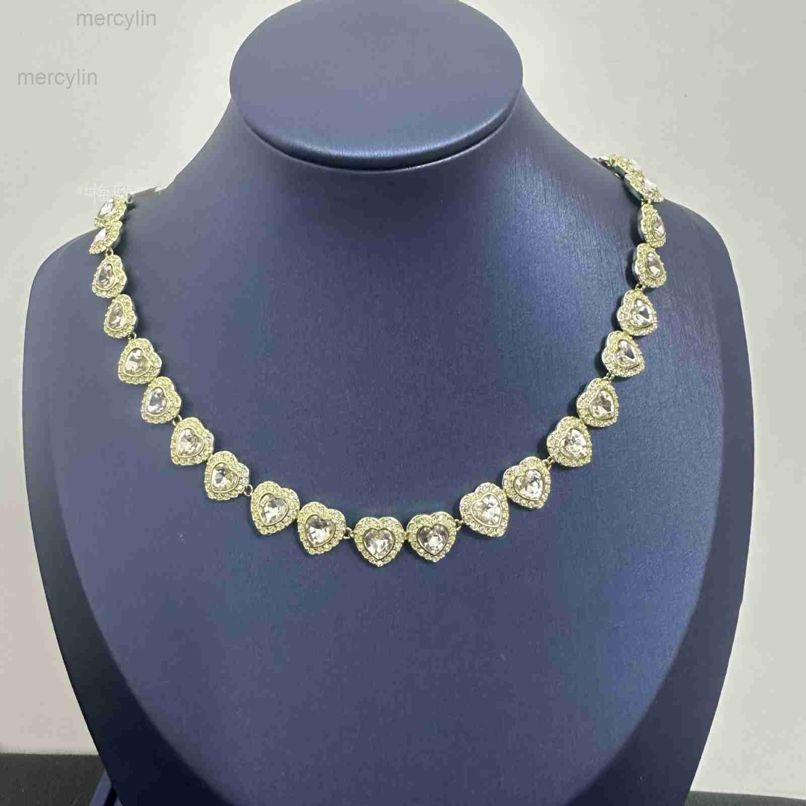 Designer Swarovskitys Silver Jewelry Locket Necklaces For Women Round Button Full Diamond Necklace Bracelet Earnail Set Elements