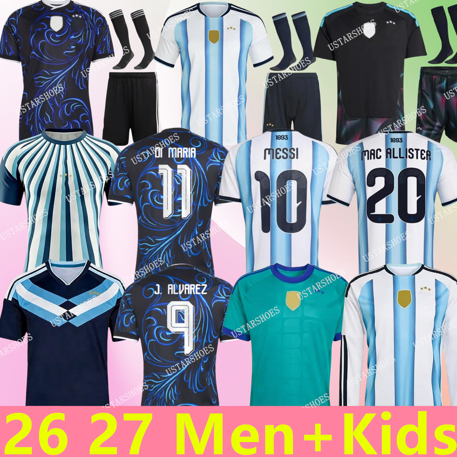 ArgentinaS 3 Star soccer Jerseys 26 27 Fans Player MARADONA DI MARIA J. ALVAREZ Men Kid football shirt MESSIS Jersey MAC ALLISTER MARTINEZ 2026 2027 long sleeves Signed