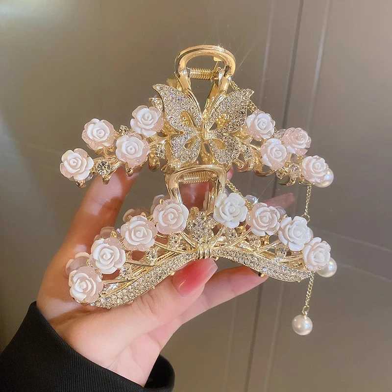 Light Luxury Rhinestone Bell Orchid Tassel Hair Clip Flowers Rose Butterfly Claw Clip Shark Hair Claw Barrette Hair Accessories H260326