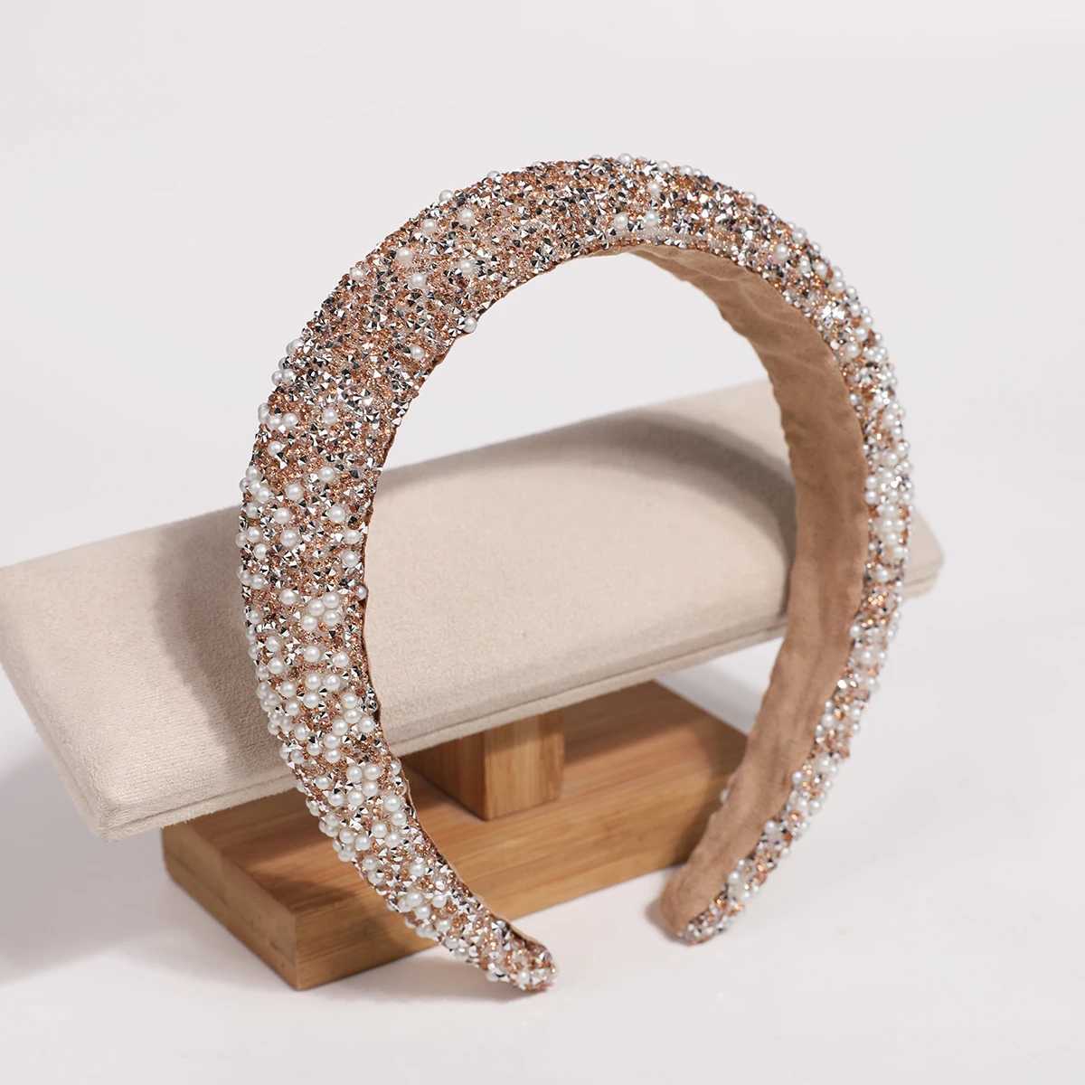 Pearl and Rhinestone Wide Headband Multi-Color Light Luxury Shiny Headband Versatile for Daily Wear/Parties Makes Face Look Smaller Elegant Hair Acces