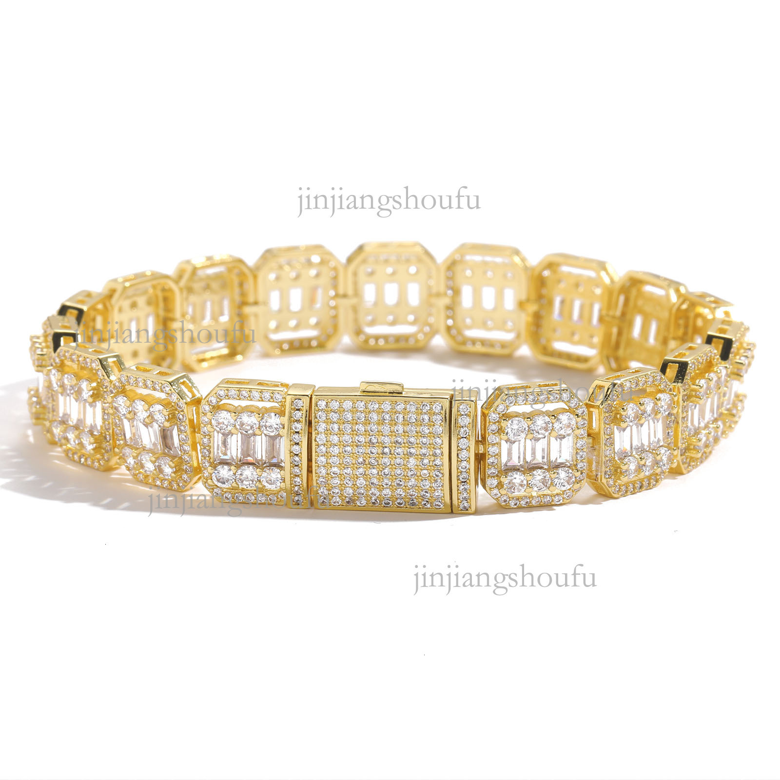 Hip Hop Style Designer Bracelet Luxury Men's Jewelry Accessories High-quality 13mm Sugar Cube Mixed Square And Circular Diamond Hollow Inlaid Dia