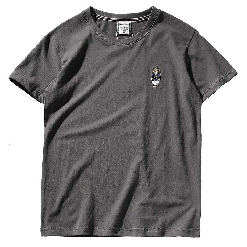 Summer New Japanese Retro Short Sleeve Embroidery T-shirt Mens Fashion Simple Washed Old Brushed Fabric Pure Cotton Causal Tops C260326