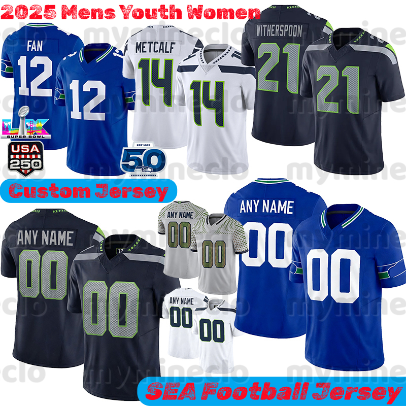 Seattles SeahawksS Jersey SeahawksJersey Sam Darnold Jaxon Smith-Njigba Cooper Kupp 50th anniversary Witherspoon Sherman Emmanwori Alexander Football Jerseys