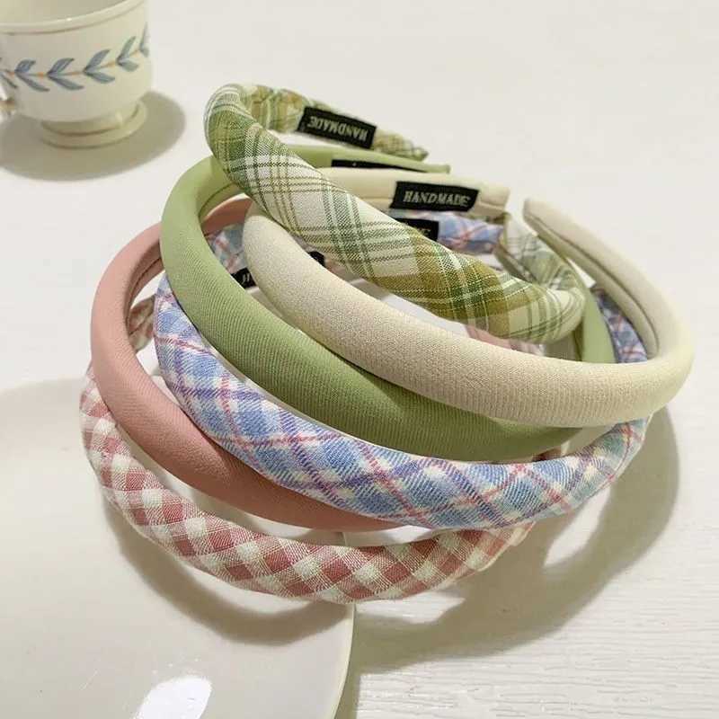Solid color headband checkered hairpin headband small fragrance headband girl Korean-style noble headband hair ornament D260326
