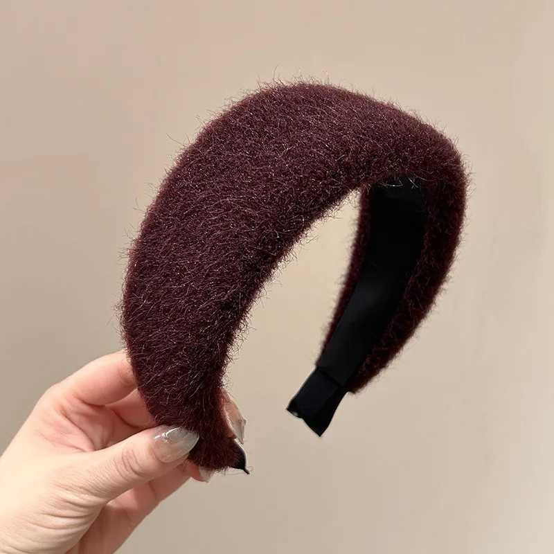 Korean Style Woolen Wide Version High Skull Headband for Women Sweet Hair Ornament Headband Band Hair Hoop Fashion Accessories D260326