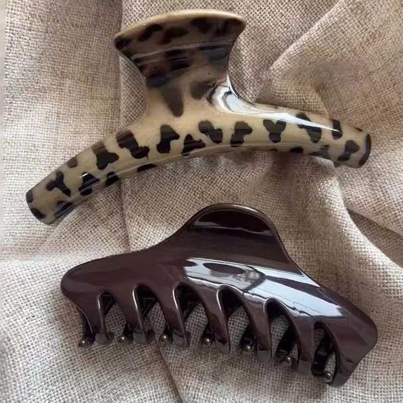 2025 New Fashion Acrylic Arc Hair Claws For Women Vintage Leopard Print Large Geometric Shark Clip Barrettes Hair Accessories H260326