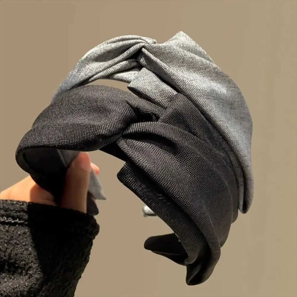 Korean Style Knit Headband Soft Knitting Cotton Makeup Hair Hoop Crumpled Texture Wide Bezel Ladies Hair Accessories D260326