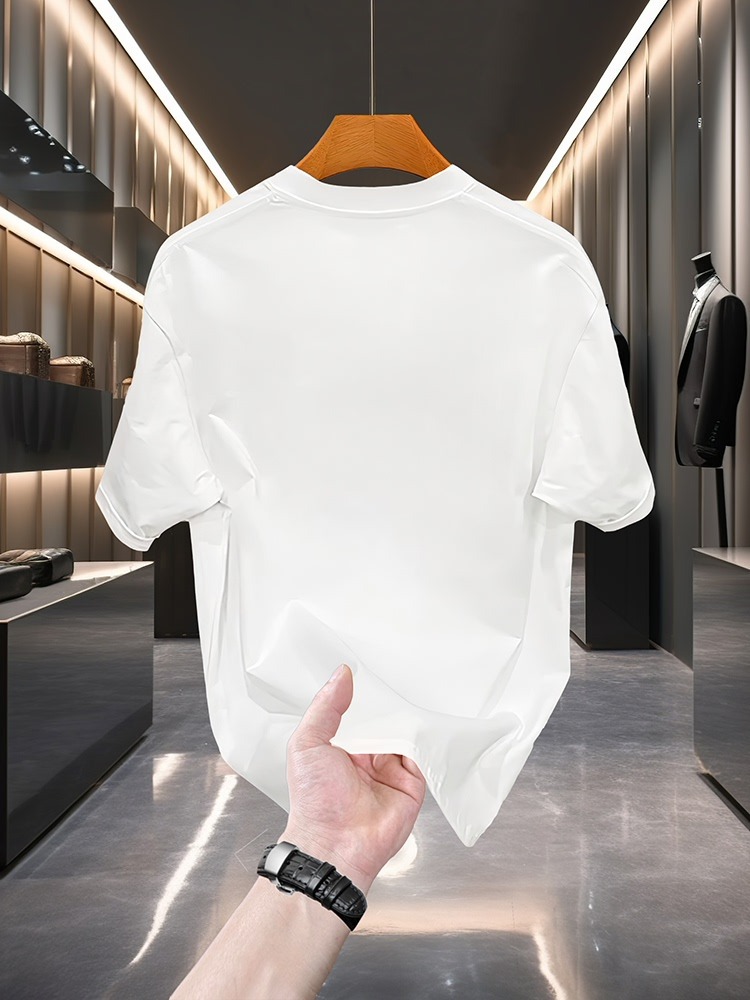 2026 Summer European Streetwear Indian Print T-Shirt, Men's Korean Style Slim Fit Short Sleeve, Trendy Casual Tees