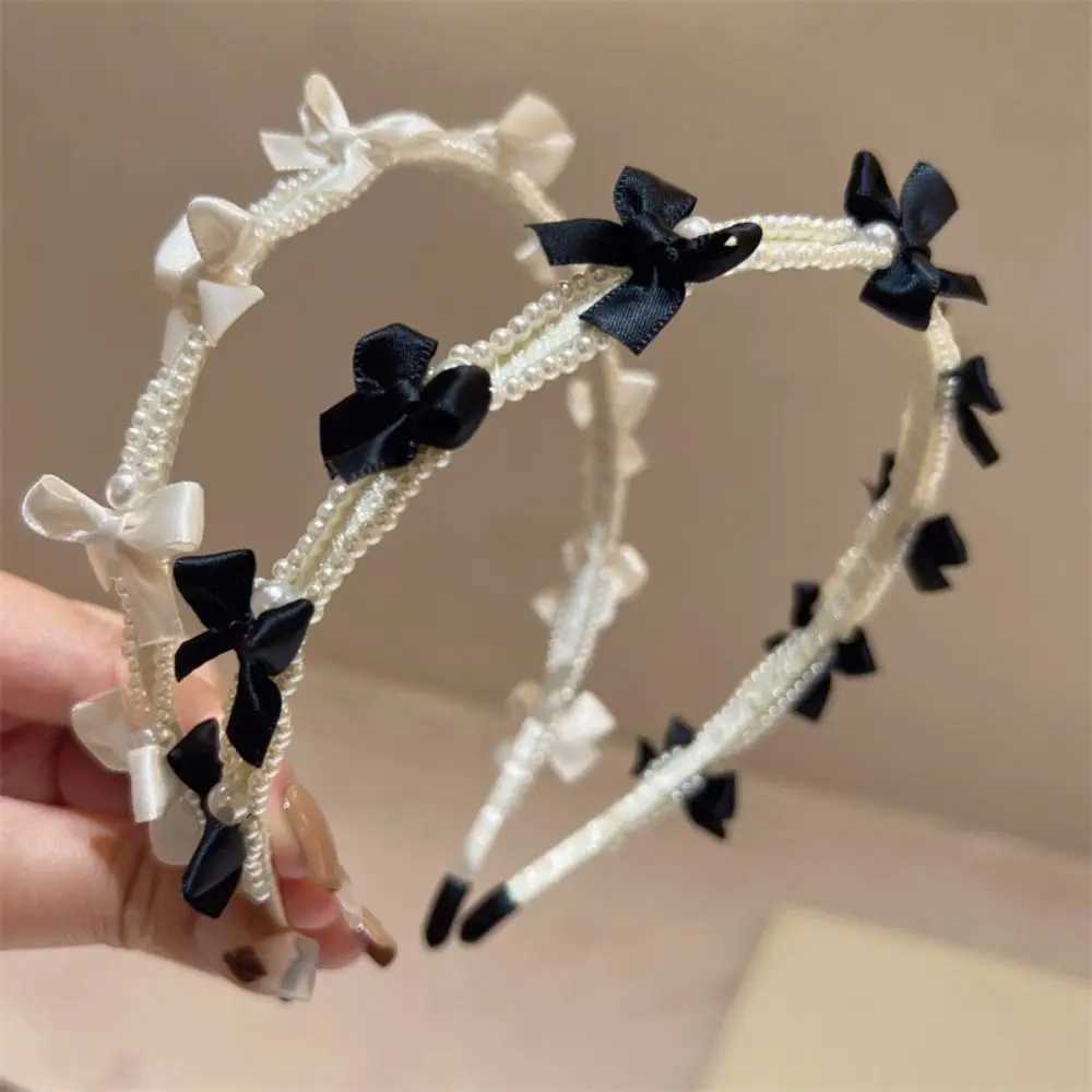 Korean Style Elegant Pearl Hair Band for Women Sweet Bow Headband Hair Hoops Head Band Lady Fashion Headwear Hair Accessories D260326