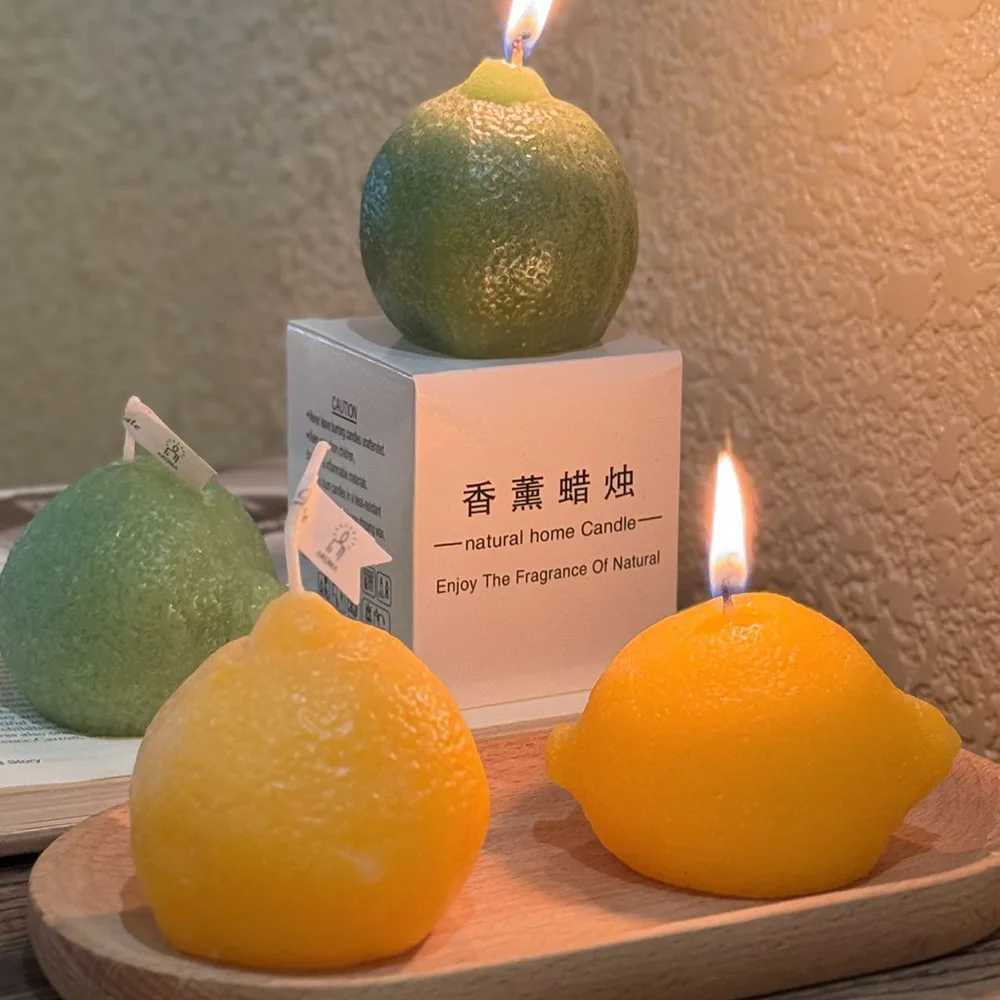 Lemon Candle Creative Simulated Fruit Candles DIY Fragrance Birthday Gift Imitation Fruit Candle Scented Candles Ornaments H260326