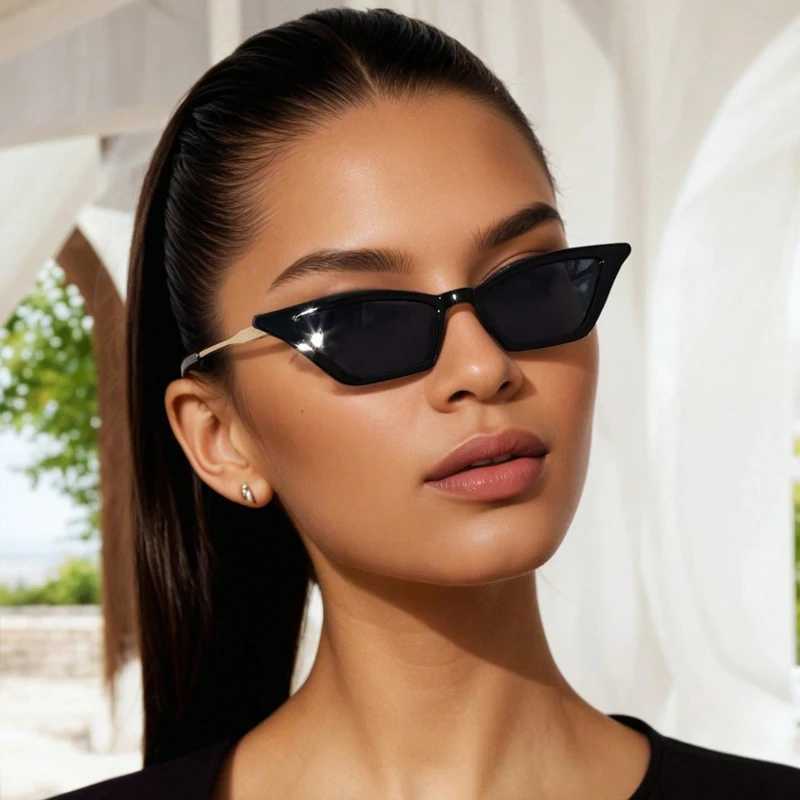 Hiking 2pcs New Triangle Cat Eye Anti Light Glasses For Women Luxury Alloy Shades Female Unique Elegant Black Leopard Eyeglasses D260326