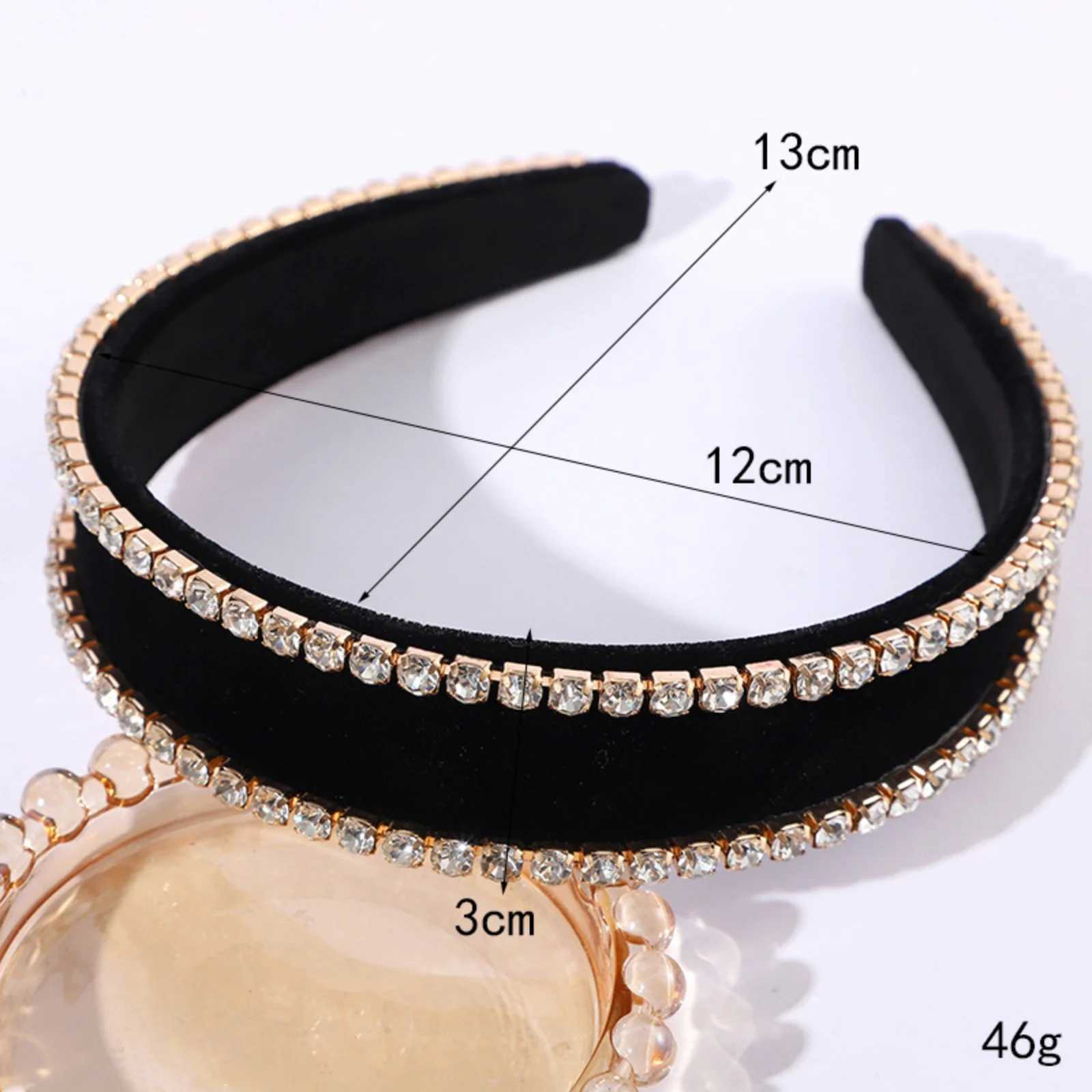 1 PC Exquisite Rhinestone Velvet Wide-brimmed Headband Luxury Elegant High-end Hair Accessory for Women Volumizing Hair Hoop D260326