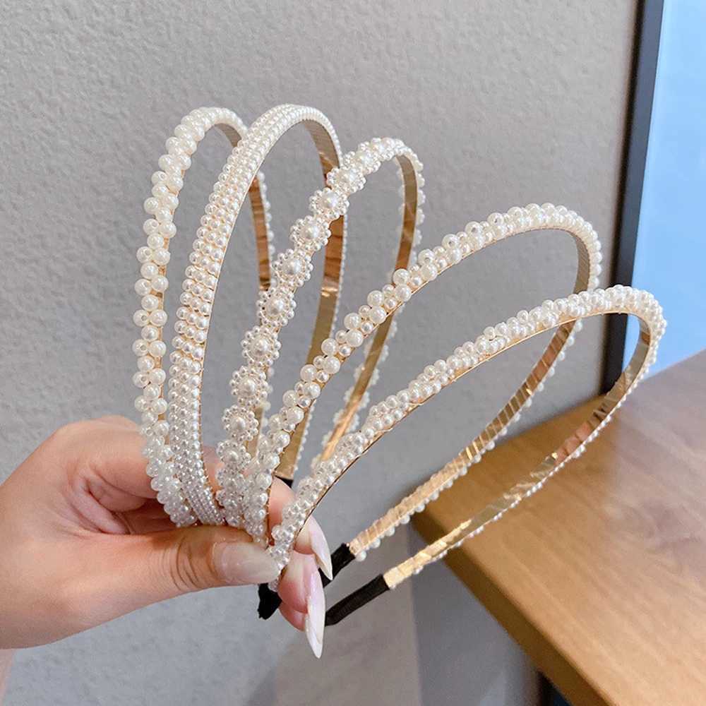 Girls Sweet Headwear Beaded Korean style Bow Pearl Headband Hair Accessories Hair Hoop Hair Band D260326