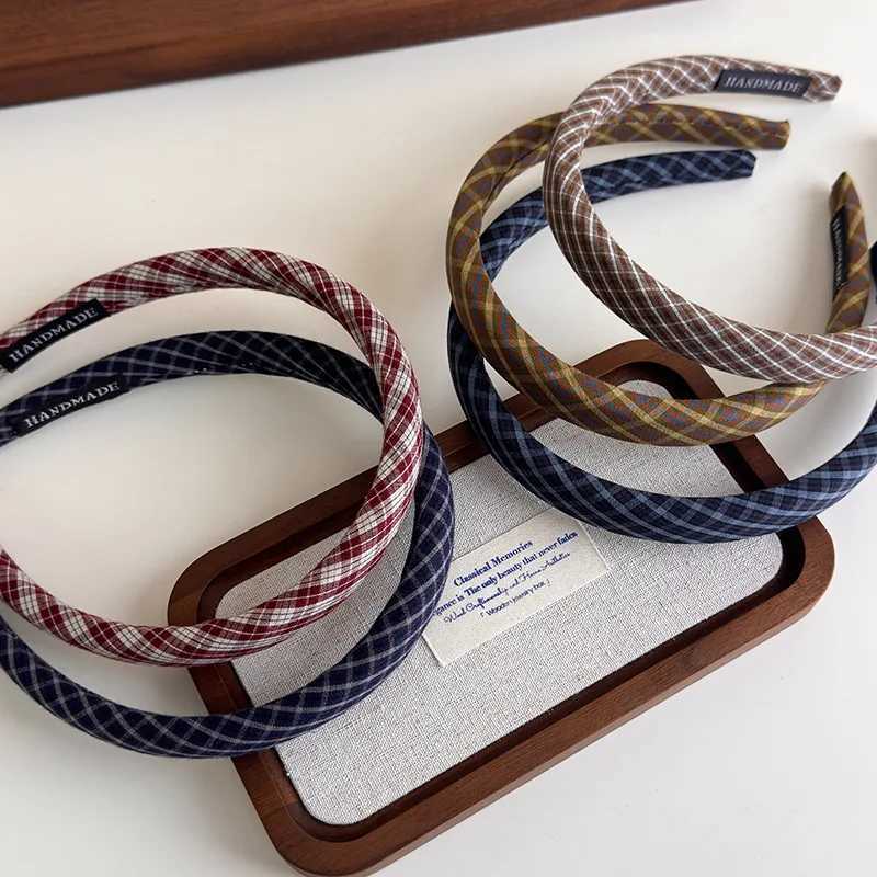 Fashion Elegant Plaid Bezel Hair Hoop for Womens Korean Retro Wide Side Headbands Girls for Holiday Party Hair Bands Accessories D260326