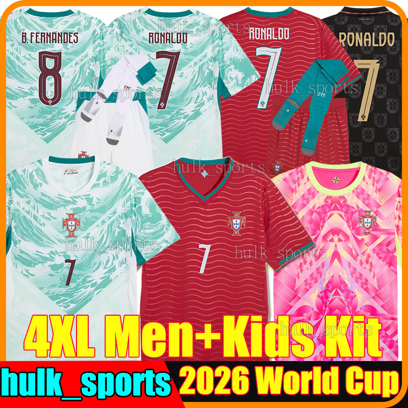4XL 2026 Portugal CR7 B.FERNANDES soccer jerseys JOAO FELIX JOAO NEVES G.RAMOS F.CONCEICAO TRINCAO R.NEVES N.MENDES DALOT RUI SILVA men kids kits socks set football shirt