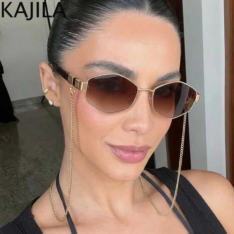Sexy Small Frame Hexagon Sunglasses Women With Chain 2026 Luxury Brand Designer Punk Sun Glasses For Ladies Shades Gafas De Sol D260326