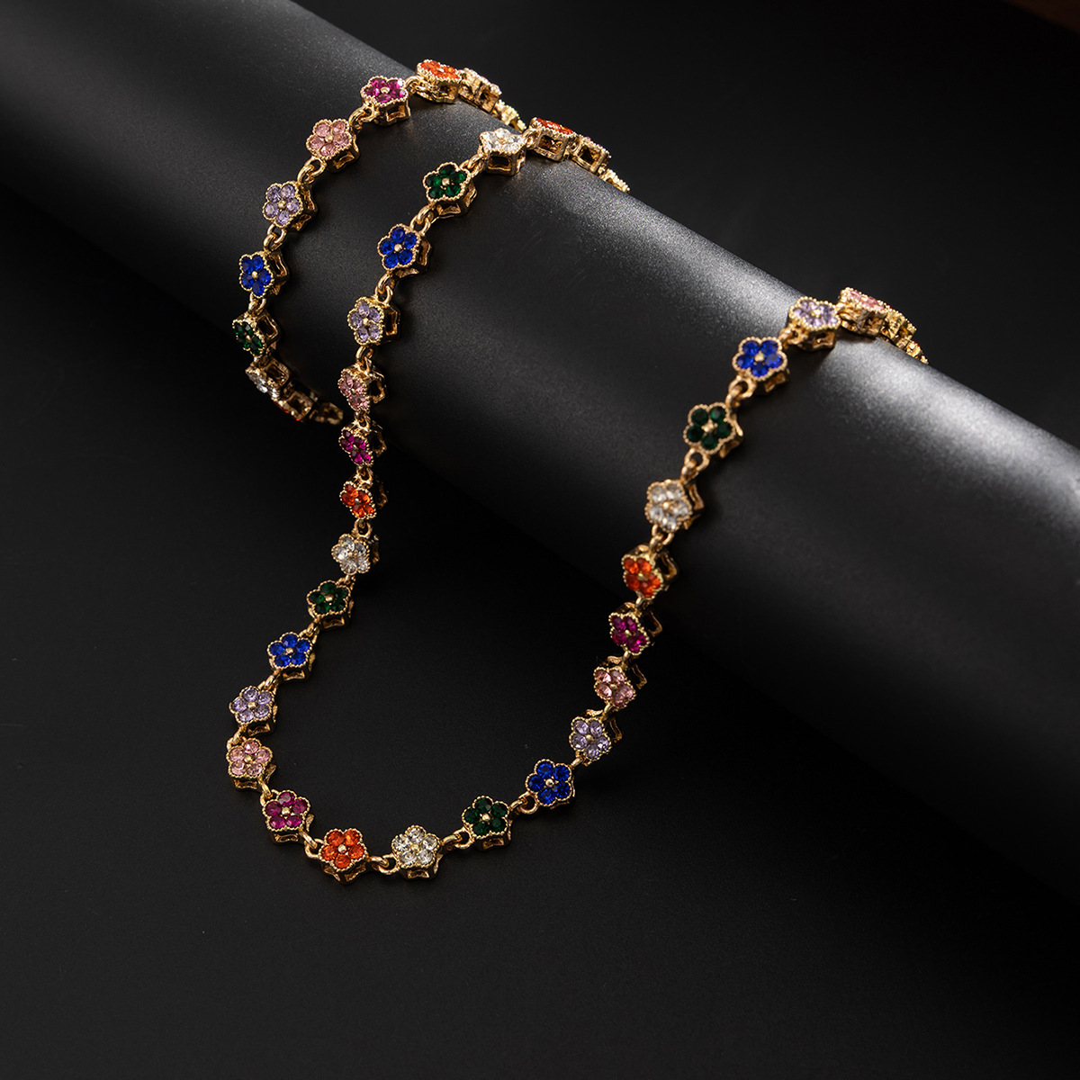 Men's Colorful Floral Necklaces Hip-Hop-Style Luxury Collar Chains Minimalist Niche Bracelets Trendy Men's Accessories