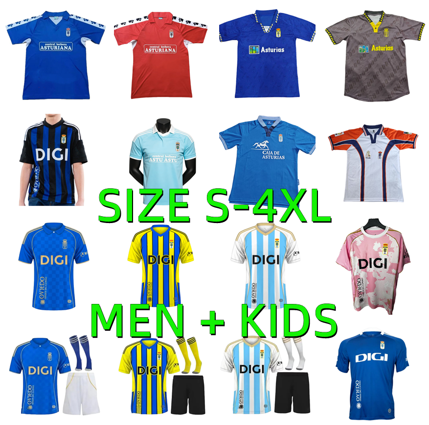 25 26 Real Oviedo Soccer Jerseys 1990 1991 1992 1996 1997 Retro JIMMY S. CAZORLA BORJA CAMARASA HUGO ALEMAO SEOANE SEBAS MOYANO PAULINO Football Shirt 2025 2026 Men kids