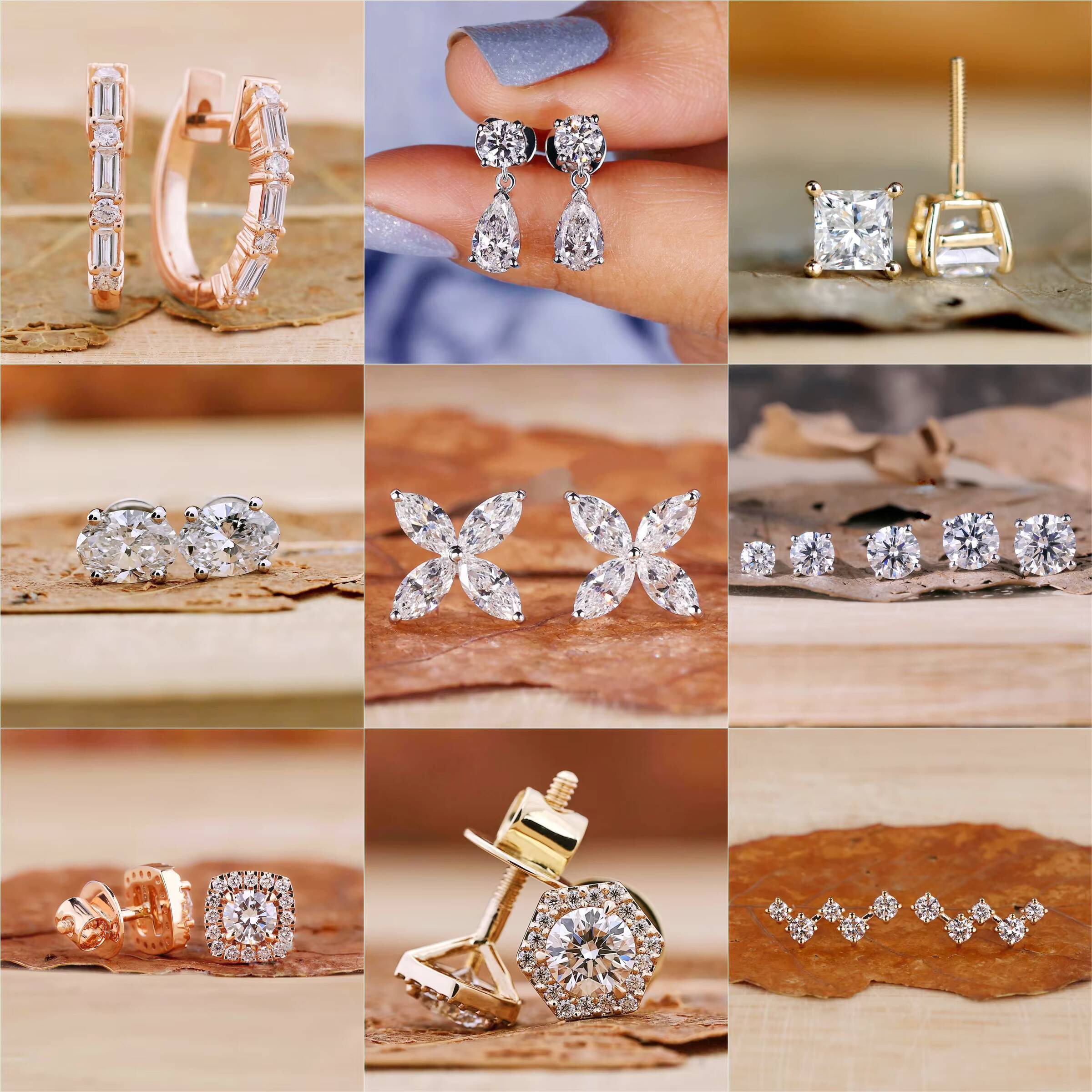Custom 14K 18K Gold Lab Created Diamond Studs Earrings IGI Certified Round Princess Vvs Lab Grown Diamond Earring Jewelry