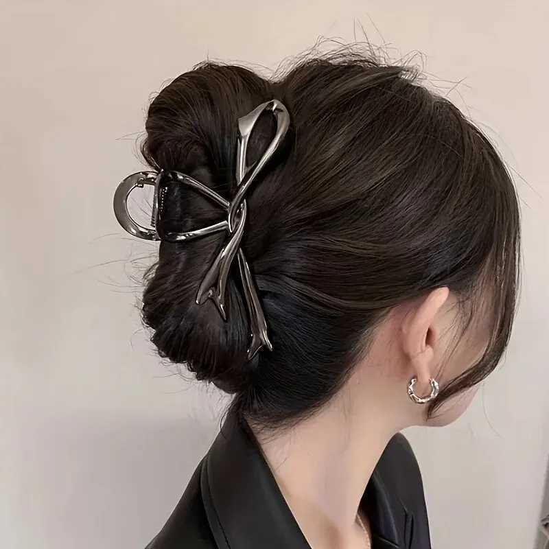 1 Multi-color Irregular Bow Large Grab Clip WOMENS Back Hair Clip Simple Design Advanced Sense Shark Clip Suitable for Daily US H260326