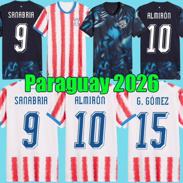 S-4XL Paraguay 2026 World Cup Home Away Kit SANABRIA Soccer Jersey ALMIRON G. GOMEZ SOSA ENCISO MAURICIO ALDERETE DIEGO GOMEZ APF Football men shirt uniforms