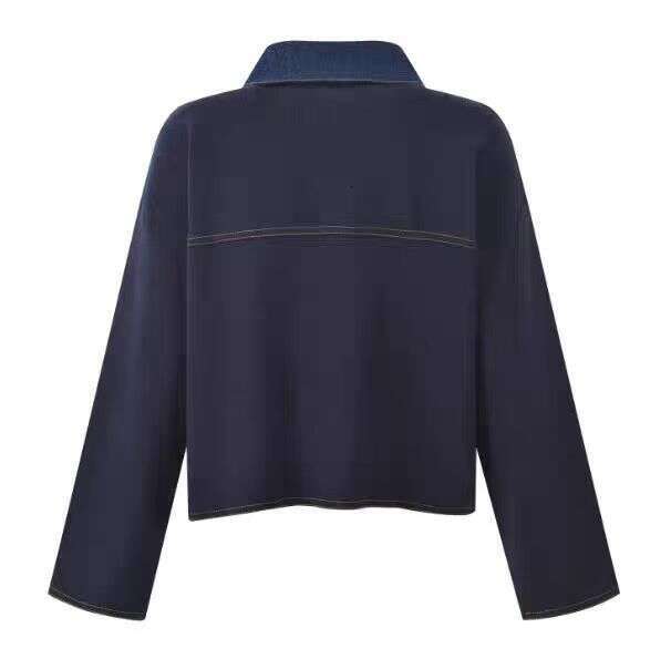 2026 D19 Spring Designer Denim Loose Casual POLO Collar Fashion cc Versatile Knitted Cardigan Women's Short Jacket