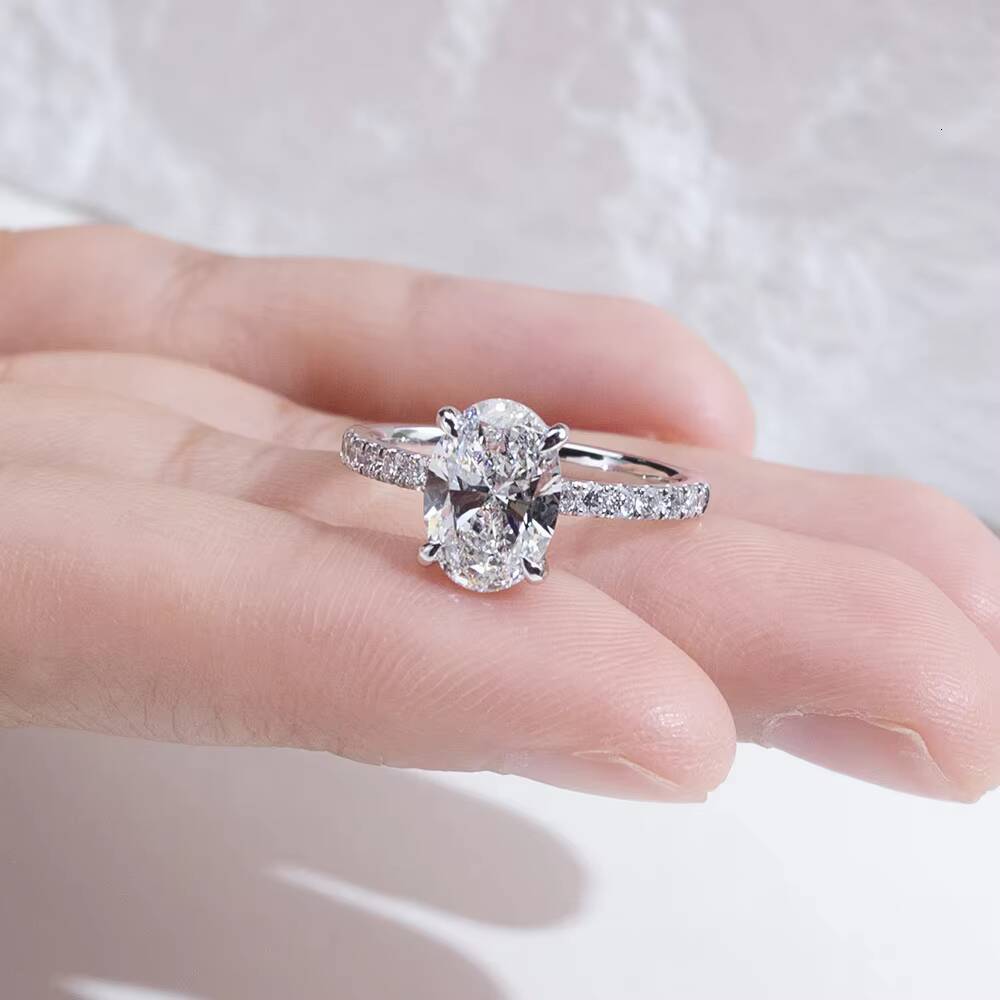 For Jewelry MSR-2050 18K Solid Gold Synthetic Lab Grown Oval Cut Diamond IGI Certified Luxury Ring for Women