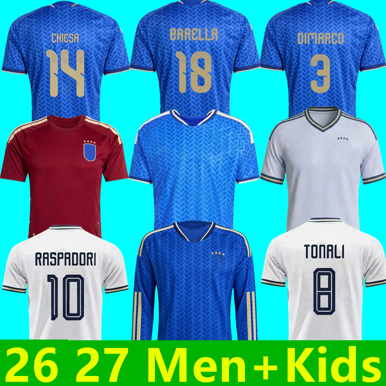 26 27 ItalyS national football team Soccer Jerseys RETEGUI BARELLA FRATTESI PELLEGRINI TONALI CHIESA 2026 2027 Italia Women's Shirts GIRELLI Player Version Men Kids