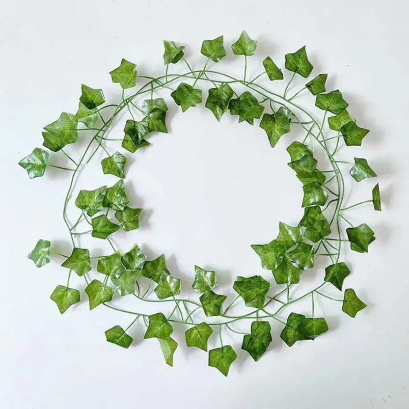 Cross-Border Hot Selling Artificial Rattan Leaves Decoration Green Radish Climbing Grape Leaf Ceiling Plant Flower Vine