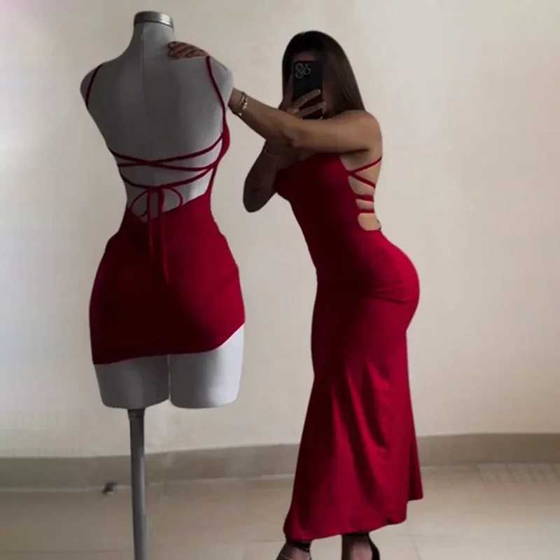 2025 New Dress Summer High Sensibility Halter Strap Spice Bag Hip Dress M260326