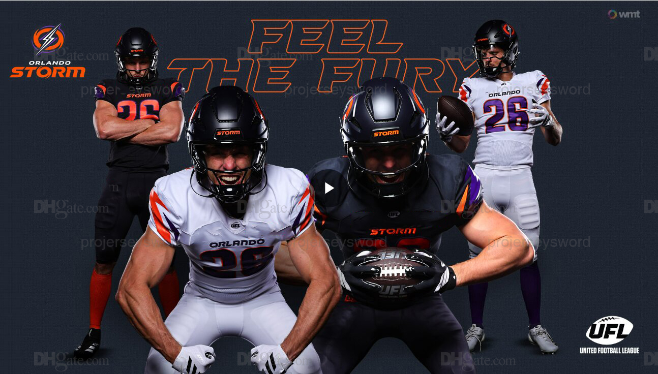 Orlando Storm UFL Jersey Dee Anderson Tavante Beckett Chris Claybrooks Chris Garrett Mark Gilbert Zuri Henry Isaiah Mack Alex MathesonNate Meadors Jerseys