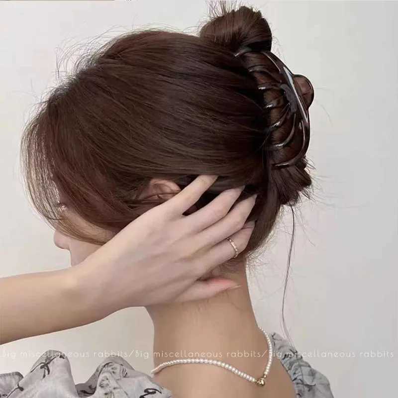 Elegant Leopard Print Large Pumpkin Hair Claw For Women Long Hair Holder Claw Clip Sweet Hair Clip Fashion Hair Accessories H260326