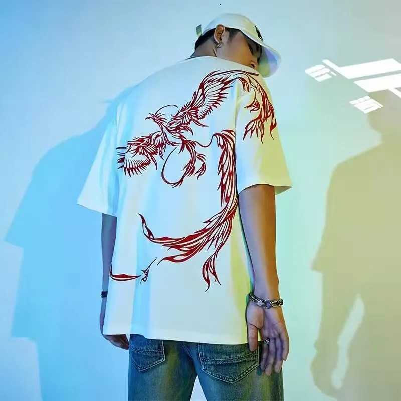 Lovers Embroidered Phenix Summer T-shirt 2025 New Men Cotton T Shirt Students Casual Tee Short Sleeves Top Loose T-shirt 4XL C260326