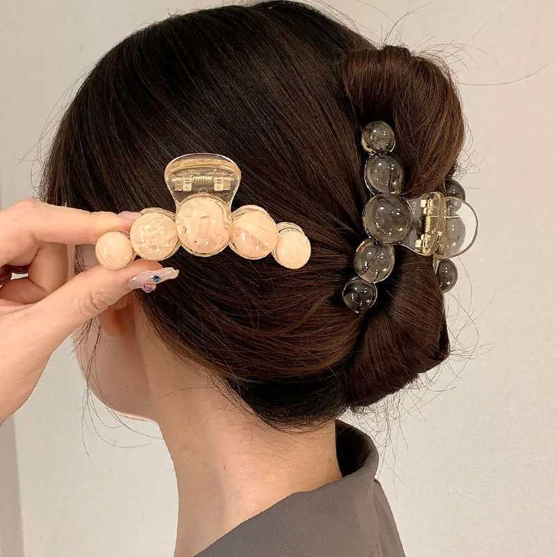 Korean Internet celebrity faint bead grab clip female shark clip Internet red hair clip back of the head half hair premium H260326