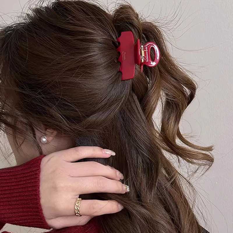 55CM Long Acetate Hair Crabs Red Hair Clips for Girls and Women Tie Up Hair Accessories New Korean Fashon H260326