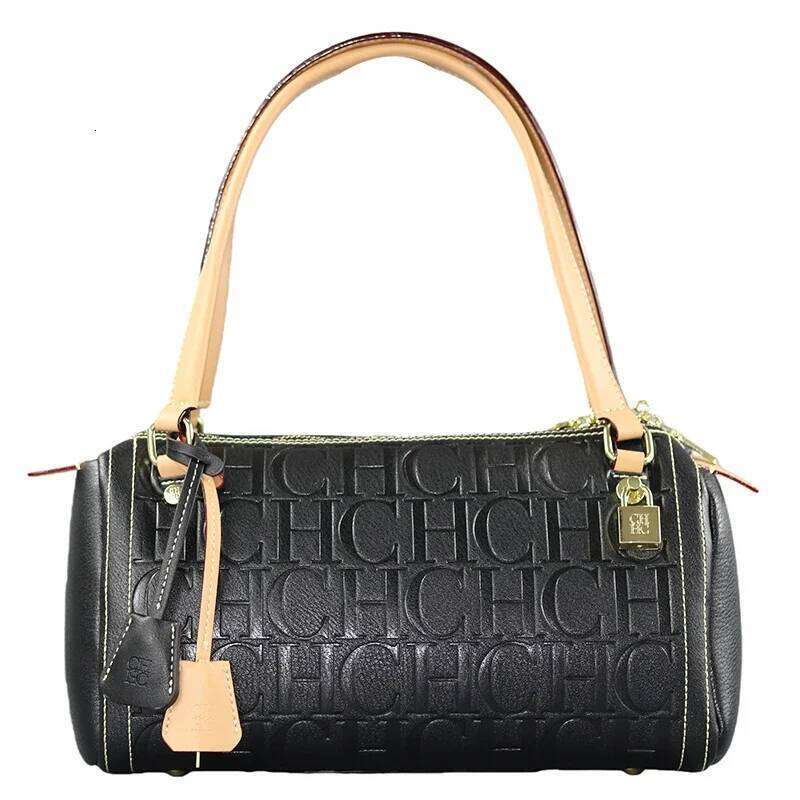 2025Vintage Style CH Brand Fashion Embossed Letter Cylindrical Handbag Large Capacity Commuter Shoulder Bag