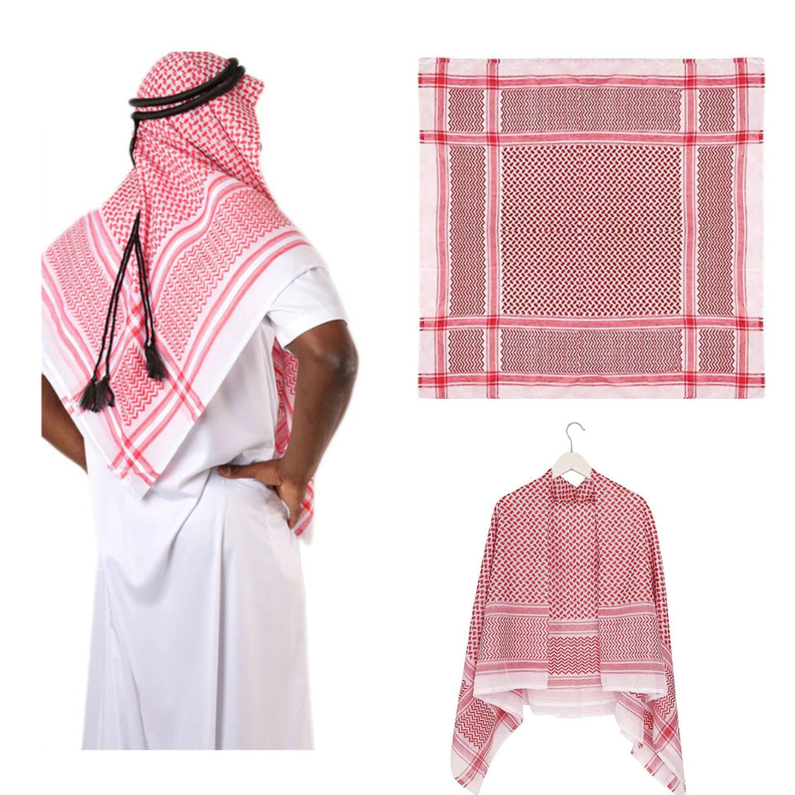 Arab Shemagh Muslim Keffiyeh Head Wrap Tactical Desert Neck Scarf Military Shawl Arabic Headwear with Agal Rope 260326