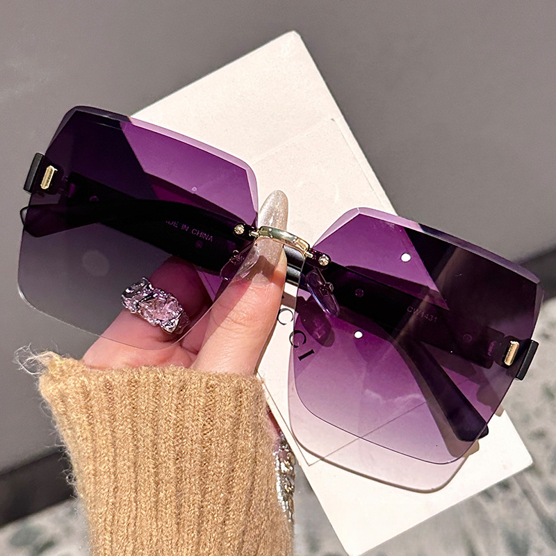 Luxury Brand Designer Sunglasses 2026 New Model Sunglasses With Connected Leg Design, Rimless Cut-edge, Oversized Lenses, Light Luxury High-end Style,