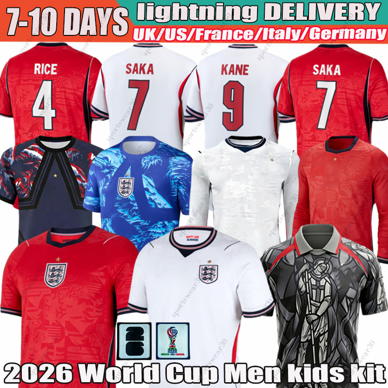 2026 england football shirt BELLINGHAM KANE SAKA FODEN RICE 26 27 Soccer Jerseys Konsa Watkins Gordon PALMER Walker Men Kids kit
