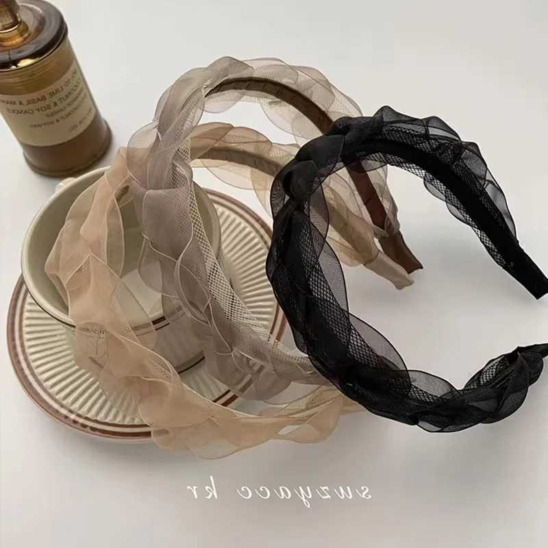 Fashion Summer Mesh Hair Bands for Women Girls Korean Designer Satin Ruched Headbands Women Headwear Gift Hair Accesories D260326