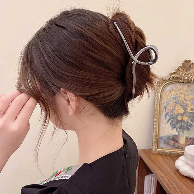 Korean style large shark clip high-end metal hair clip womens fashion new H260326