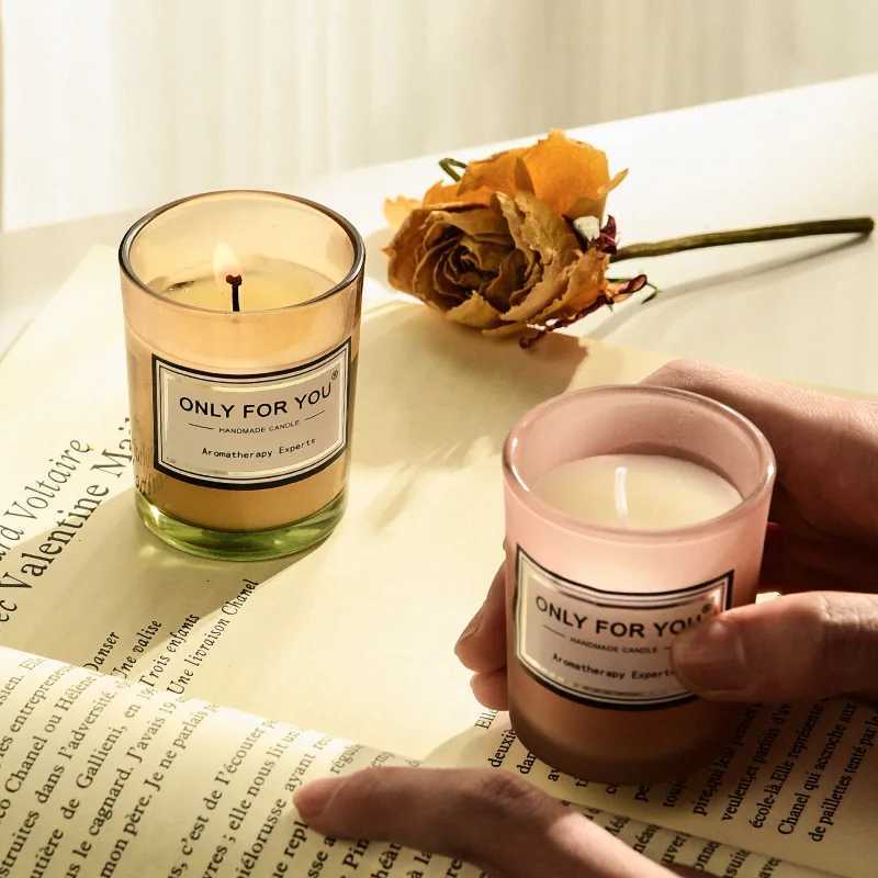 Romantic Scented Candle Glass Jar Soy Wax Aromatherapy Candle Creative Gift Wedding Party Home Decor H260326