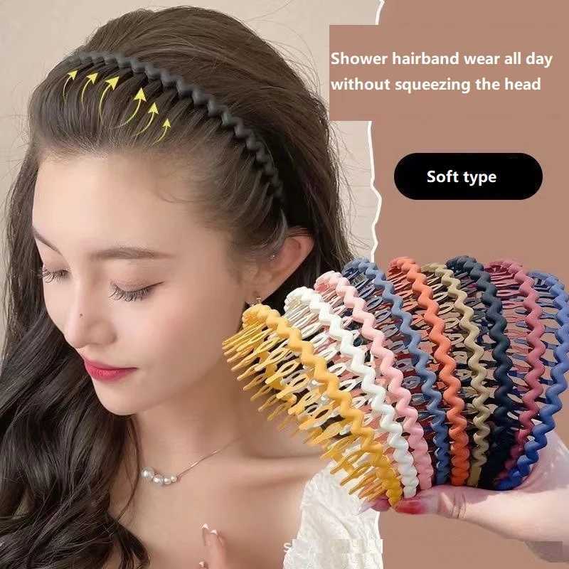 Solid Color Wave Headband for girl women summer Face Wash Sports hair band Headbands Non-slip Hair Bands for Women accessories D260326
