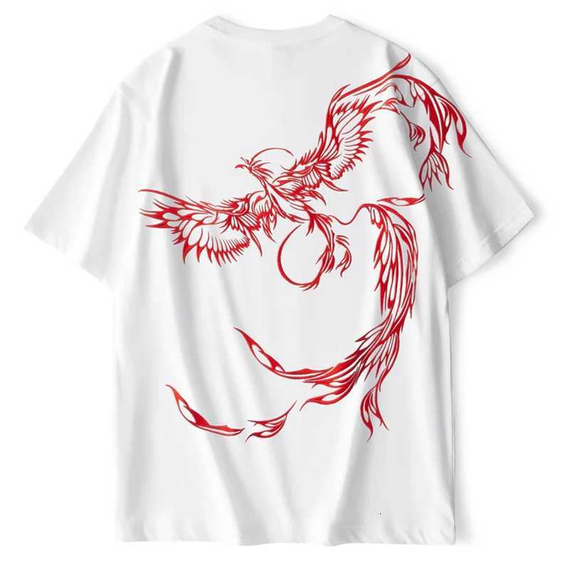 Phoenix Embroidery Tshirt Men Women Oversize Cotton Short Sleeve Tee Shirts Summer Youth Sukajan Top Tee New Chic Clothes C260326