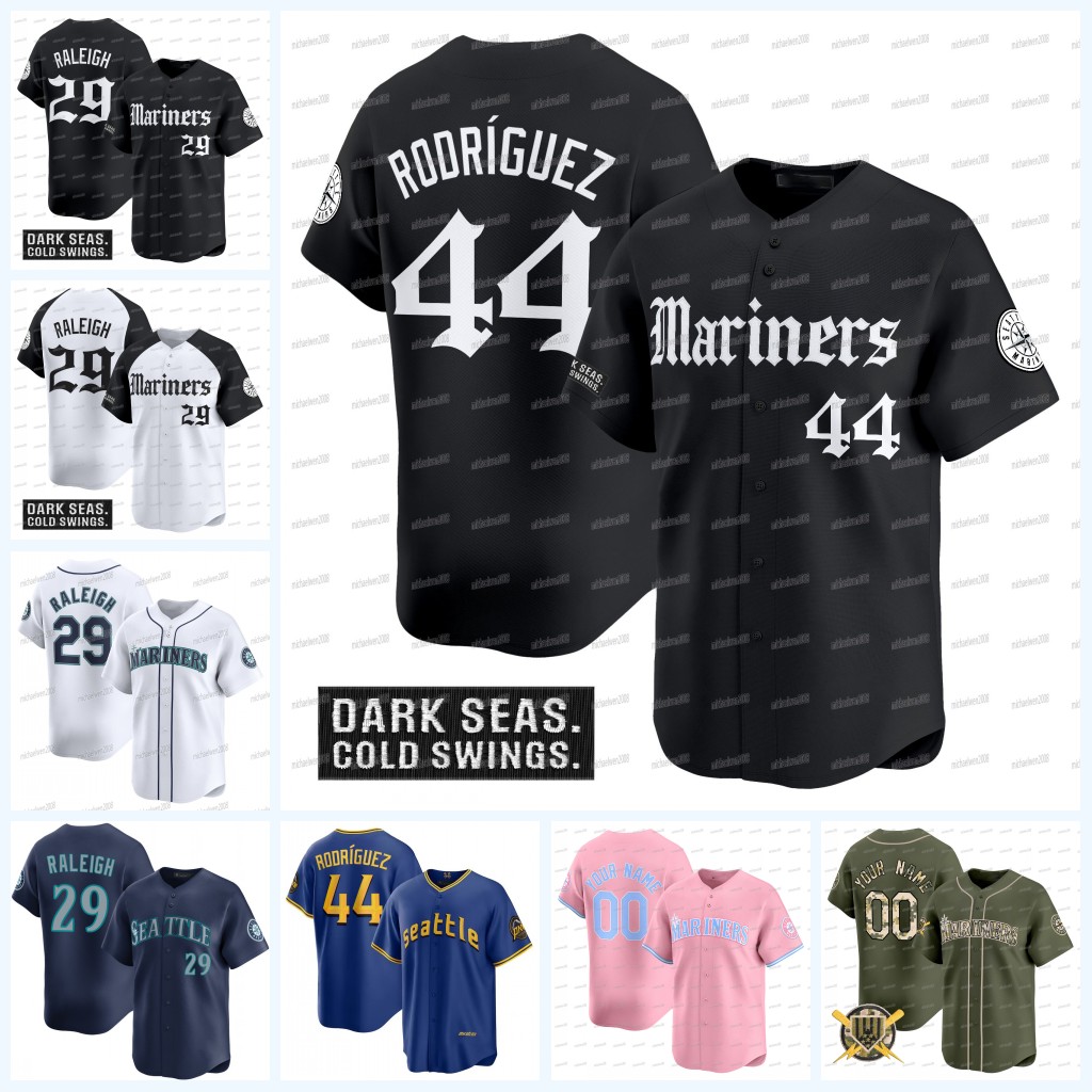 Seattles Mariners 2026 Gothic Baseball Jersey Julio Rodriguez Randy Arozarena Josh Naylor Cal Raleigh Mitch Garver George Kirby Luis Castillo Mitch Garver Young