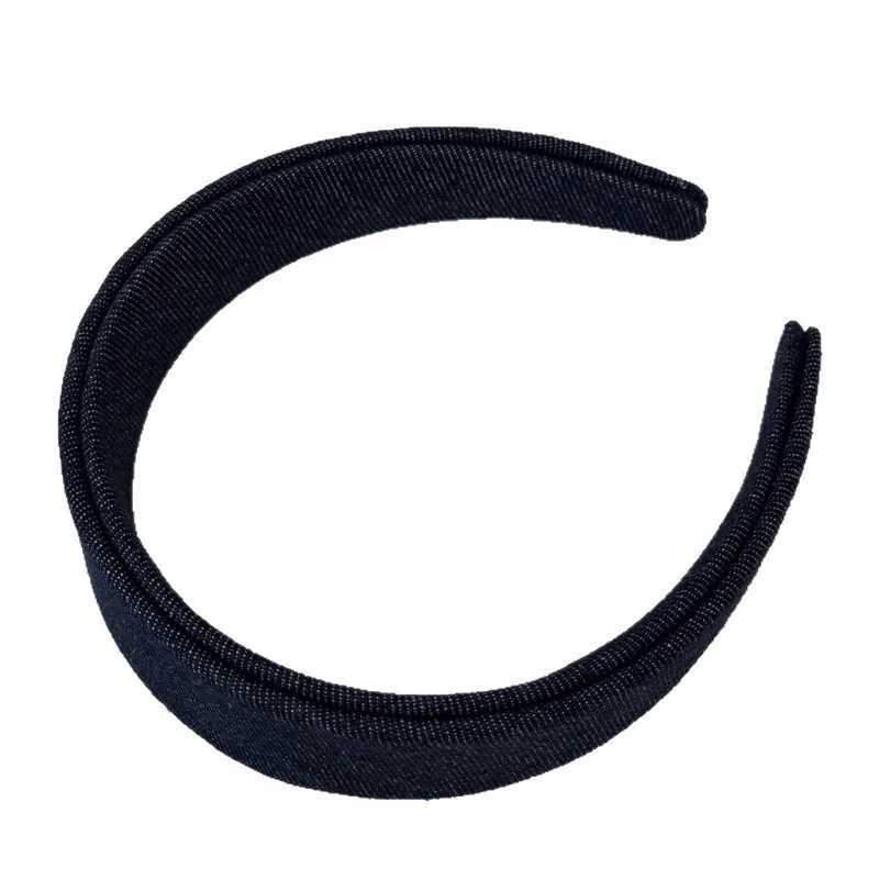 Korean solid color retro denim headband women wide hairband pressure clip latest design hairhoop D260326