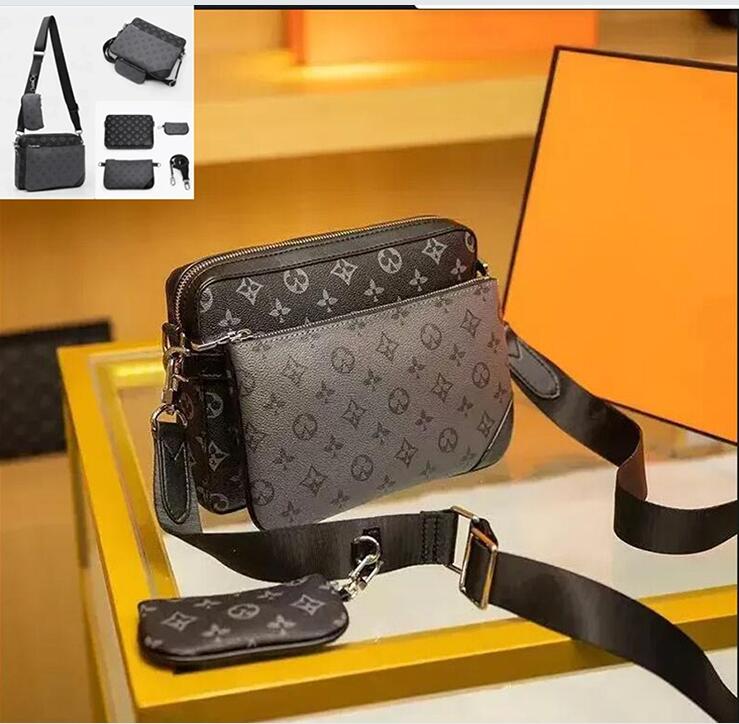 Fashion 2026 Men Messenger Bag Trio Bags designer Handbags Leather Briefcases Man Shoulder Backpack Sport Male Cross Body Purse Women Wallets purse totes bag